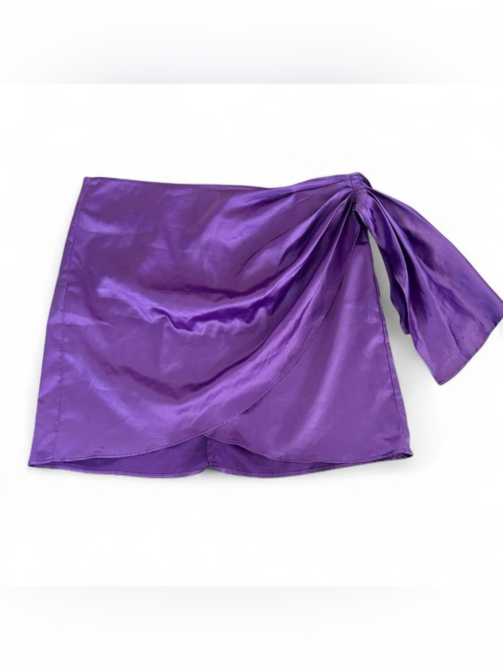 Purple Satin Wrap Mini Skirt Size L